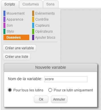 Creer une variable score